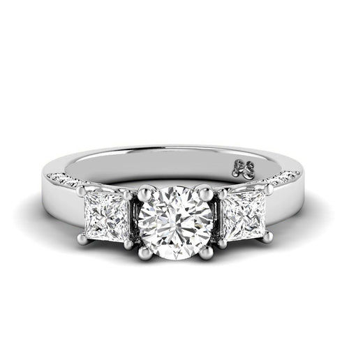 1.30 - 1.55 CT Round & Princess Cut Lab Grown Diamonds - Three Stone Ring - Primestyle.com