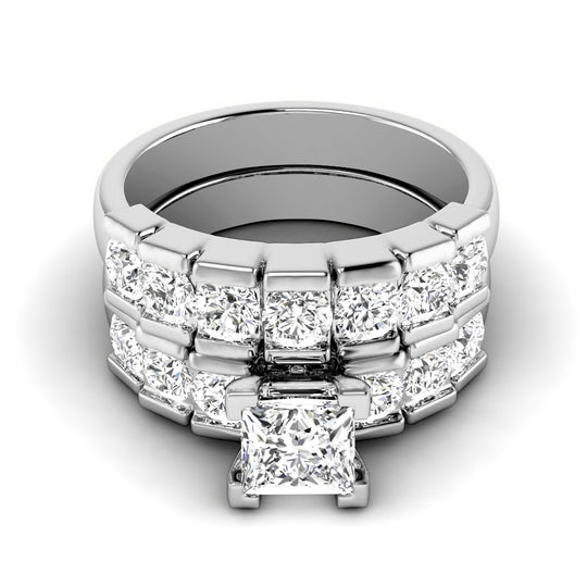 2.35-4.85 CT Round & Princess Cut Lab Grown Diamonds - Bridal Set