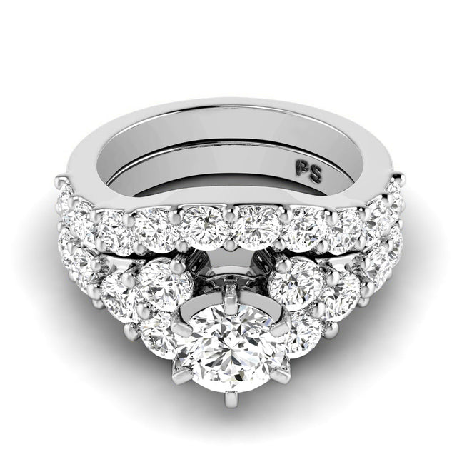 3.80 CT Round Cut Natural Diamonds - Bridal Set