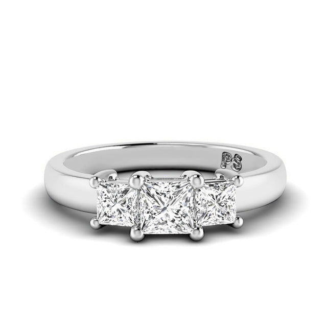 0.30-0.80 CT Princess Cut Natural Diamonds - Three Stone Rings