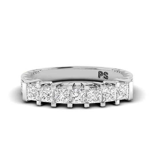 0.80 CT Princess Cut Lab Grown Diamonds - Wedding Band