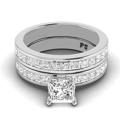 2.10-3.25 CT Princess Cut Natural Diamonds - Bridal Set