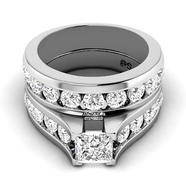 2.80 CT Princess & Round Cut Natural Diamonds - Bridal Set