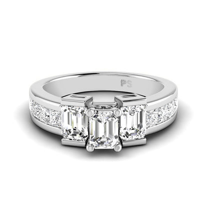 1.65-2.80 CT Princess &amp; Emerald Cut Diamonds - Engagement Ring