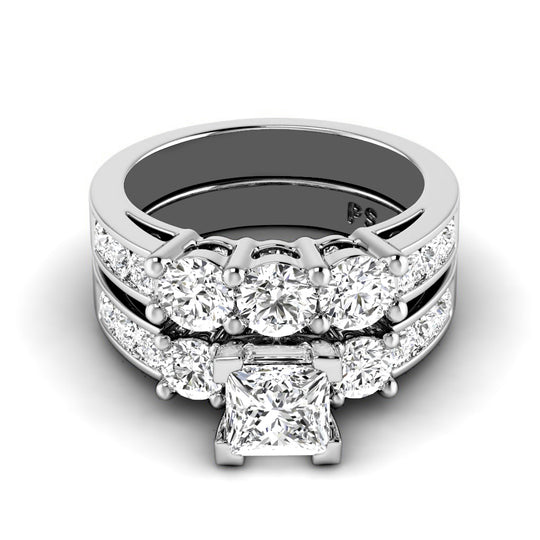2.15-3.30 CT Round & Princess Cut Diamonds - Bridal Set