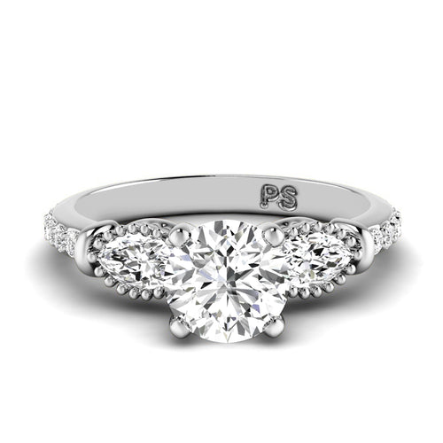 0.80-1.95 CT Marquise & Round Cut Natural Diamonds - Engagement Ring
