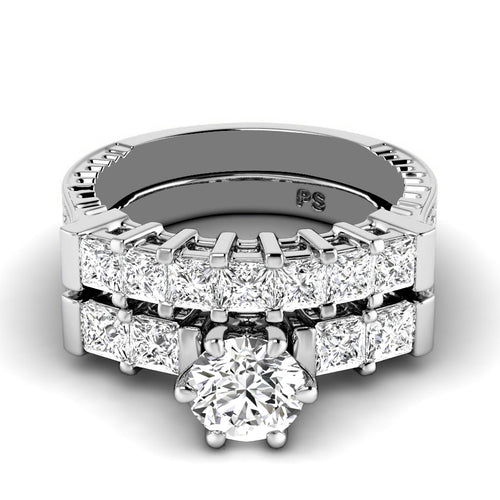 1.75-2.90 CT Princess Cut Natural Diamonds - Bridal Set