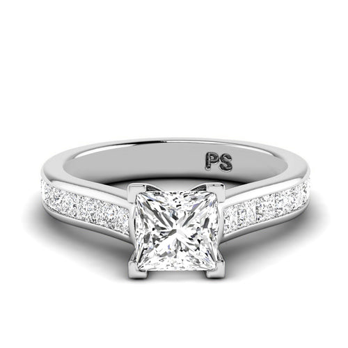 1.15-2.30 CT Princess Cut Natural Diamonds - Engagement Ring