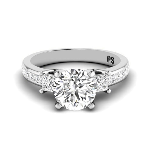 1.10-2.25 CT Princess & Round Cut Natural Diamonds - Engagement Ring