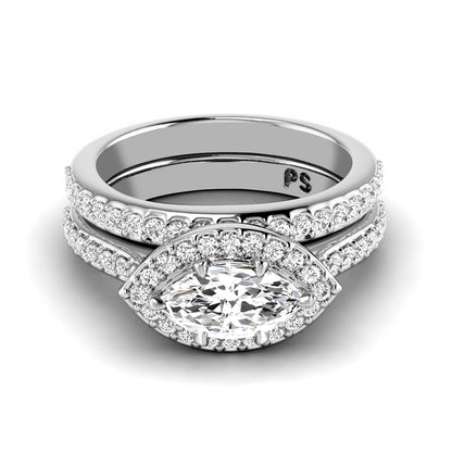 1.05-3.55 CT Round &amp; Marquise Cut Lab Grown Diamonds - Bridal Set