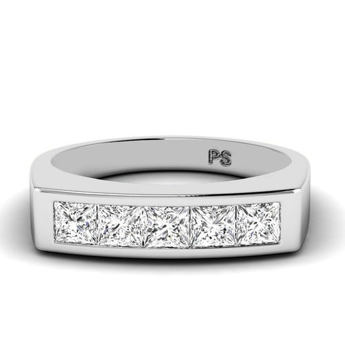 1.00 CT Princess Cut Lab Grown Diamonds - Mens Wedding Band - Primestyle.com