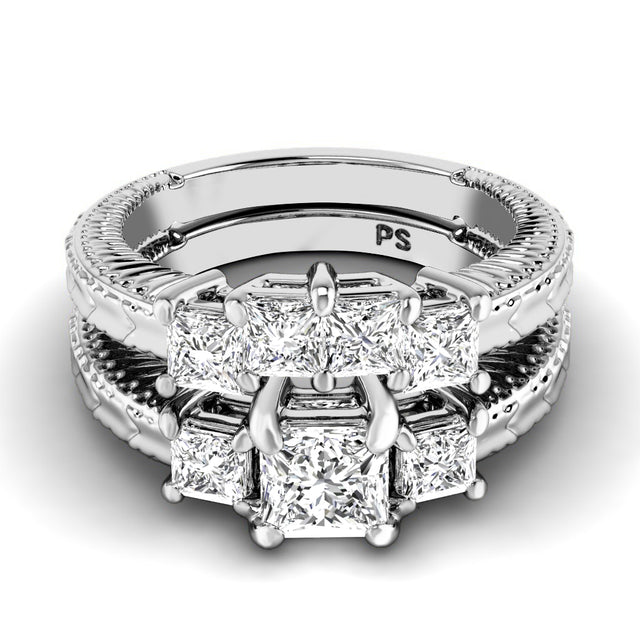 1.60-2.75 CT Princess Cut Natural Diamonds - Bridal Set