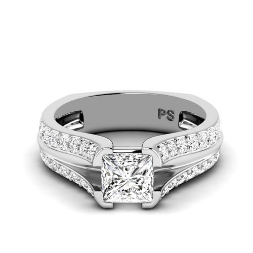 1.35-2.50 CT Princess & Round Cut Natural Diamonds - Engagement Ring