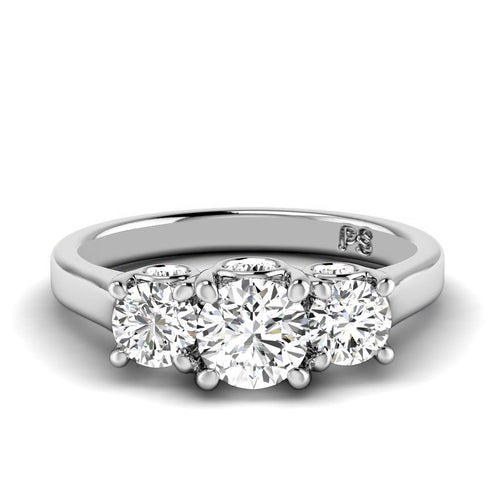 1.30 CT Round Cut Lab Grown Diamonds - Three Stone Ring - Primestyle.com