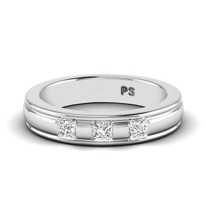 0.40 CT Princess Cut Lab Grown Diamonds - Mens Wedding Band