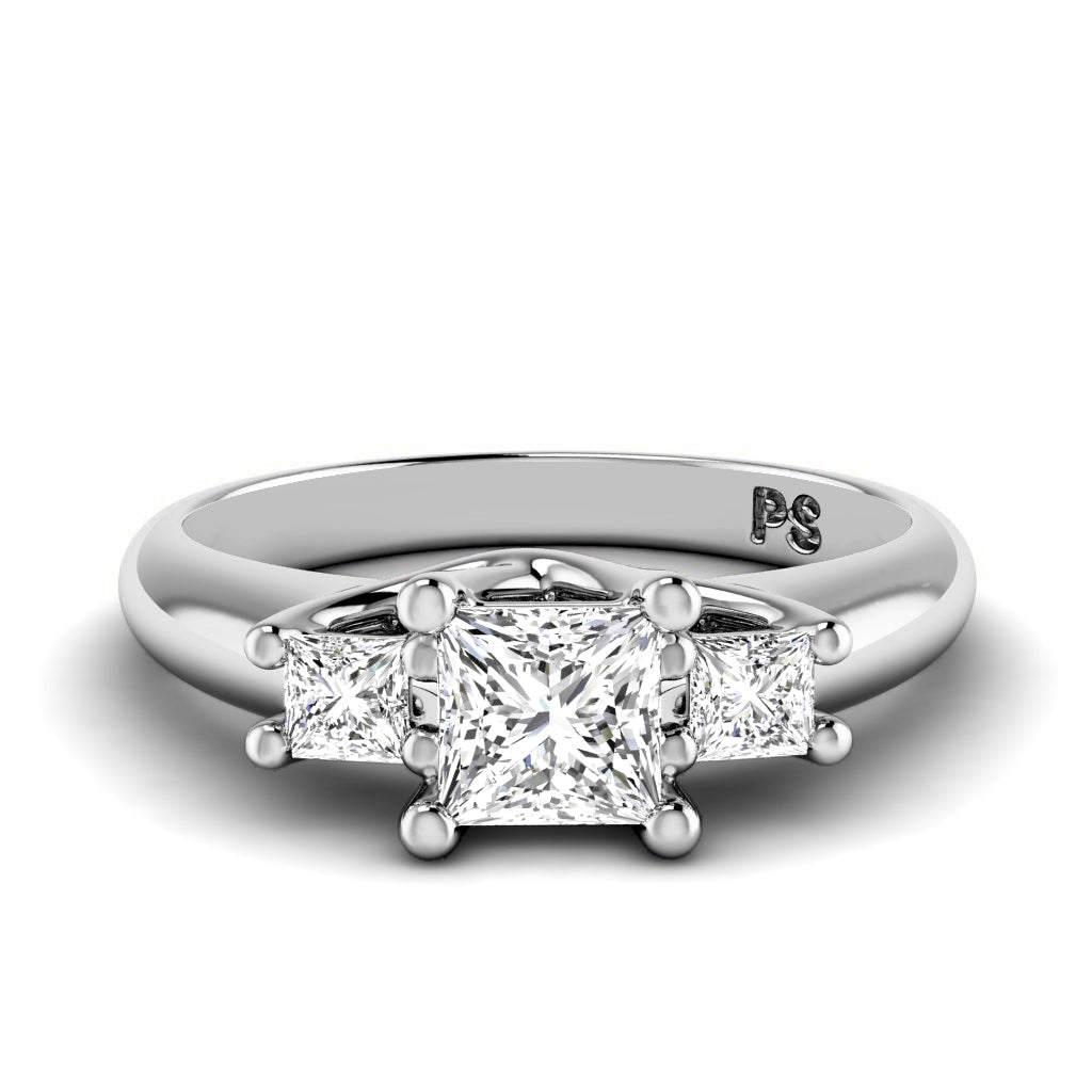 0.75-0.95 CT Princess Cut Diamonds - Three Stone Ring