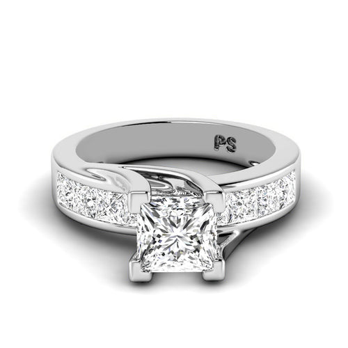 1.55-2.70 CT Princess Cut Natural Diamonds - Engagement Ring