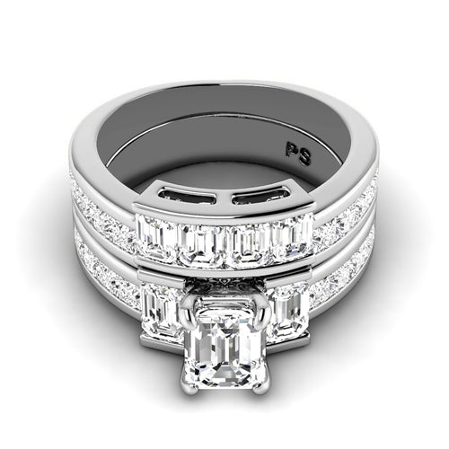 3.05-4.20 CT Princess & Emerald Cut Diamonds - Bridal Set