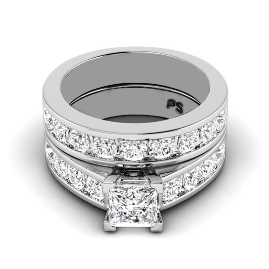 2.10-4.60 CT Round & Princess Cut Lab Grown Diamonds - Bridal Set