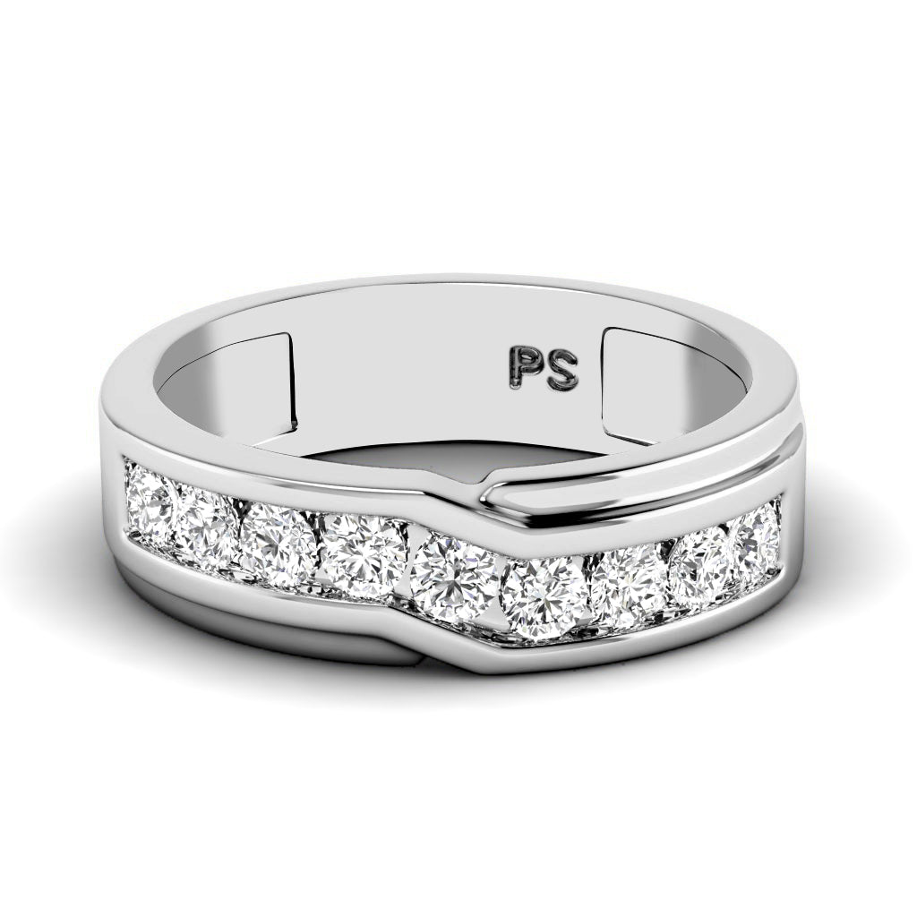 0.65 CT Round Cut Diamonds - Mens Wedding Band