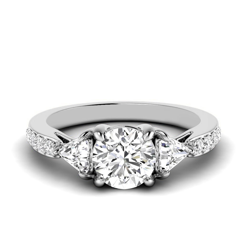 1.10-3.60 CT Round &amp; Triangle Cut Lab Grown Diamonds - Engagement Ring