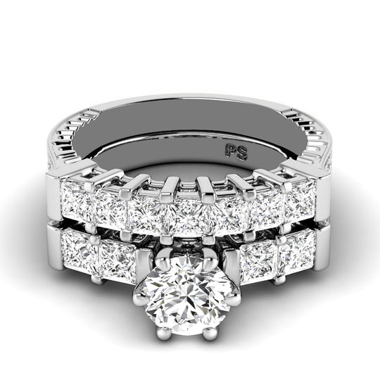 1.90-4.40 CT Princess Cut Lab Grown Diamonds - Bridal Set