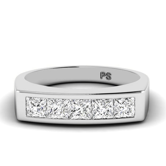 1.00 CT Princess Cut Diamonds - Mens Wedding Band