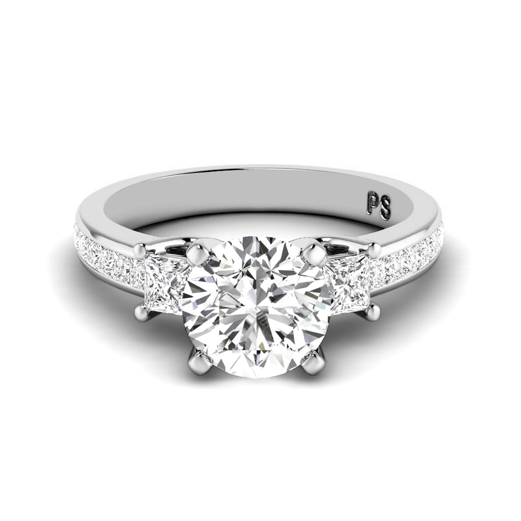 1.25-3.75 CT Princess &amp; Round Cut Lab Grown Diamonds - Engagement Ring