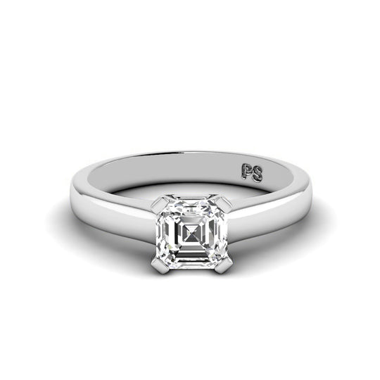 0.35-1.50 CT Ascher Cut Diamonds - Solitaire Ring