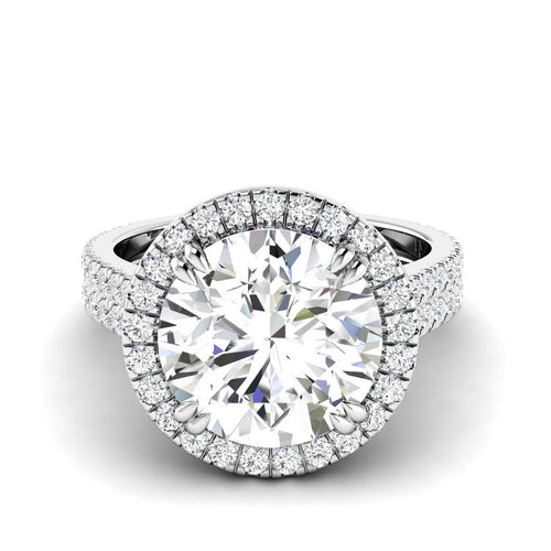 11.65 CT Round Cut Lab Grown Diamonds - Halo Ring - Primestyle.com