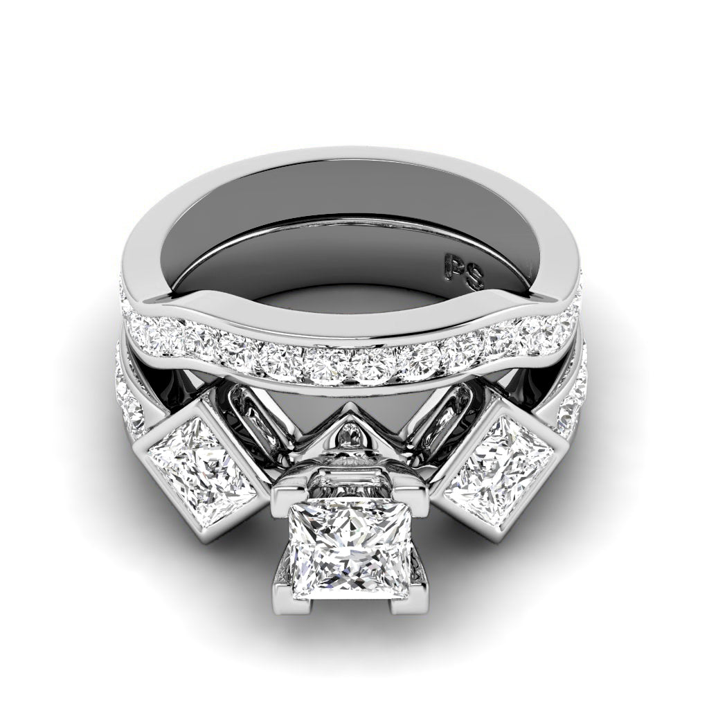 2.15-4.65 CT Round &amp; Princess Cut Lab Grown Diamonds - Bridal Set