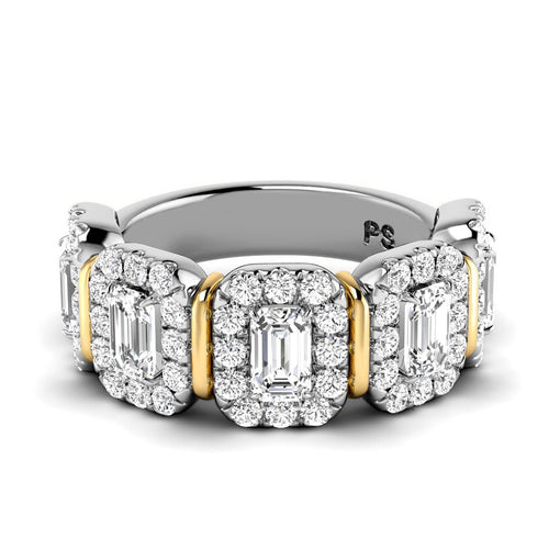 2.20 CT Round & Emerald Cut Lab Grown Diamonds - Wedding Band - Primestyle.com