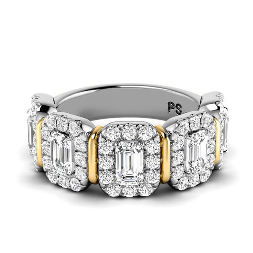 2.20 CT Emerald & Round Cut Natural Diamonds - Wedding Band