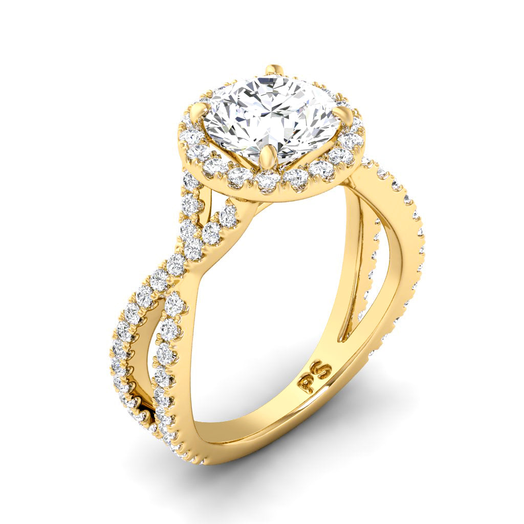 1.10-3.60 CT Round Cut Lab Grown Diamonds - Halo Ring