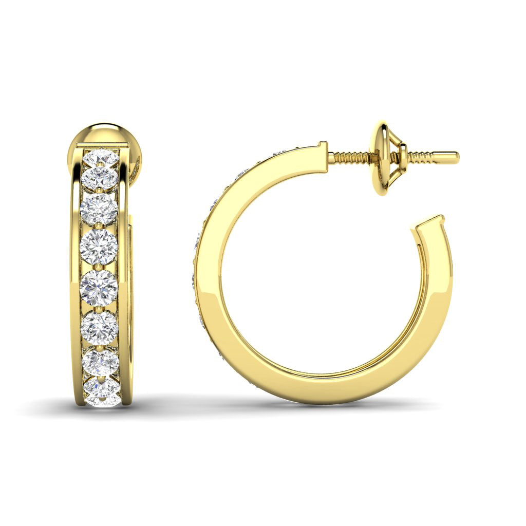 0.75-1.50 CT Round Cut Diamonds - Hoop and Drop Earrings