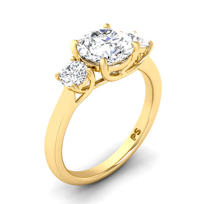 0.95-3.45 CT Round Cut Lab Grown Diamonds - Three Stone Ring