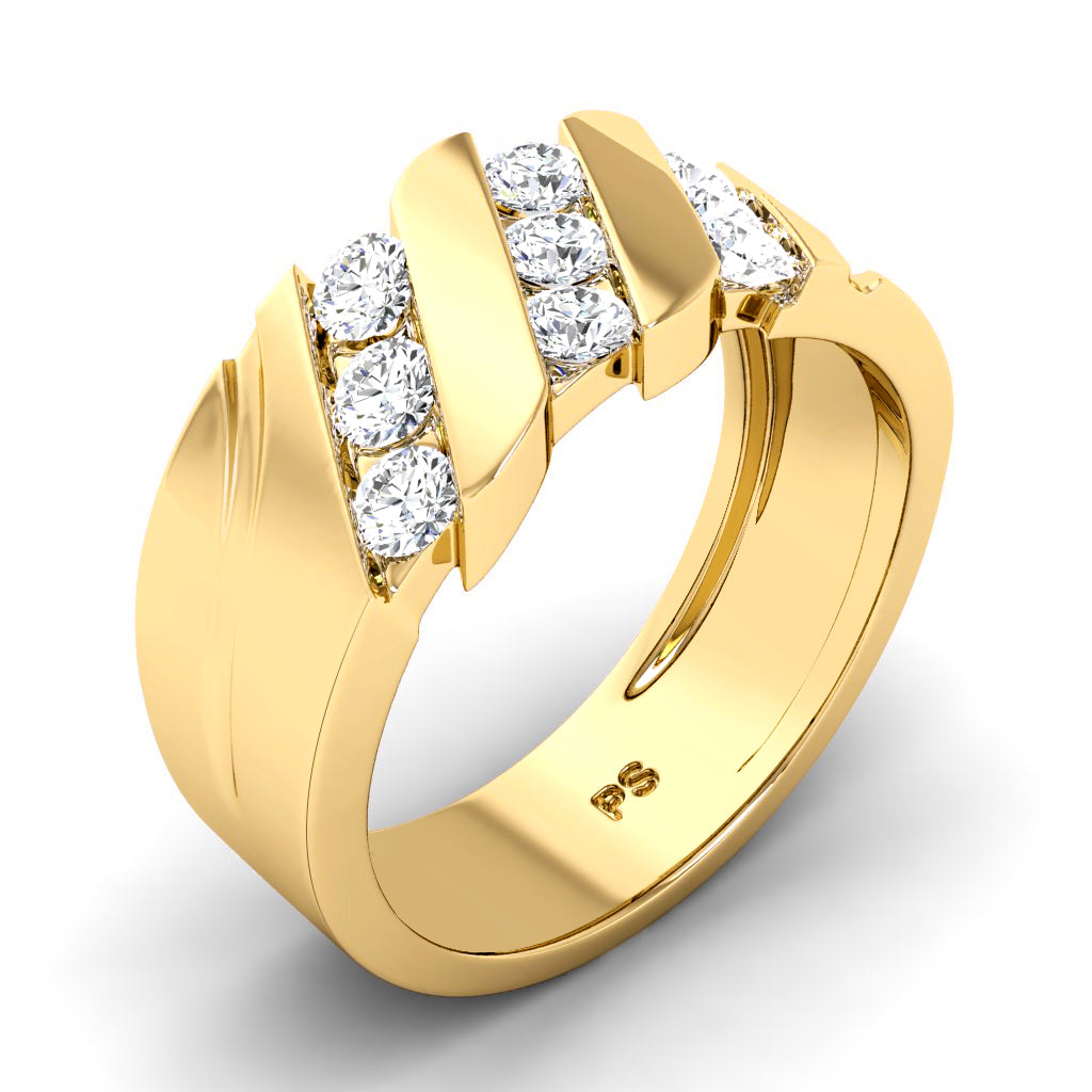 0.85 CT Round Cut Lab Grown Diamonds - Mens Wedding Band