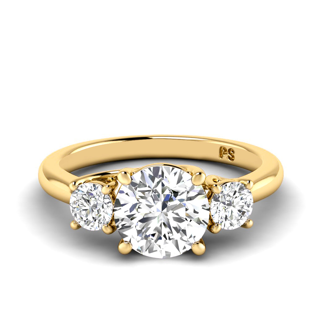 0.95-3.45 CT Round Cut Lab Grown Diamonds - Three Stone Ring