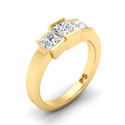 1.15 CT Princess Cut Diamonds - Three Stone Ring