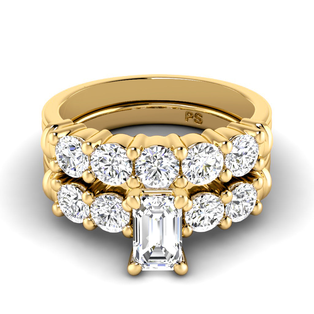 1.90-4.40 CT Round &amp; Emerald Cut Lab Grown Diamonds - Bridal Set