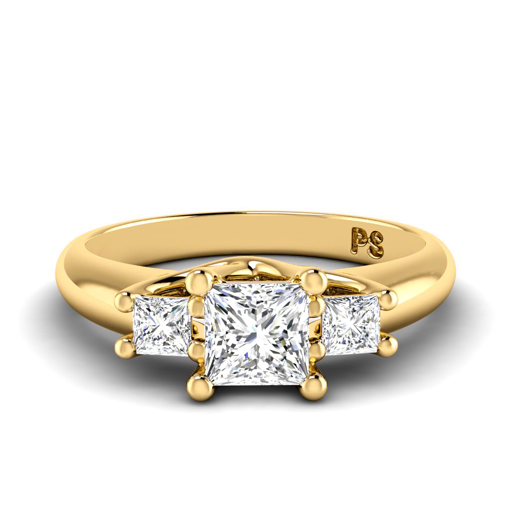0.75-0.95 CT Princess Cut Diamonds - Three Stone Ring