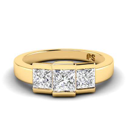1.15 CT Princess Cut Diamonds - Three Stone Ring