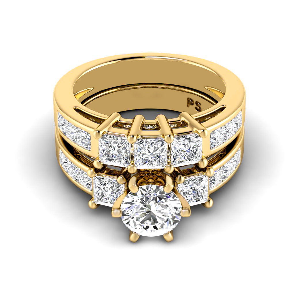 2.45-4.95 CT Princess Cut Lab Grown Diamonds - Bridal Set