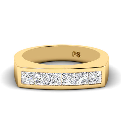 1.00 CT Princess Cut Lab Grown Diamonds - Mens Wedding Band