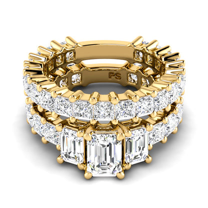 5.20-7.70 CT Emerald &amp; Princess Cut Lab Grown Diamonds - Bridal Set