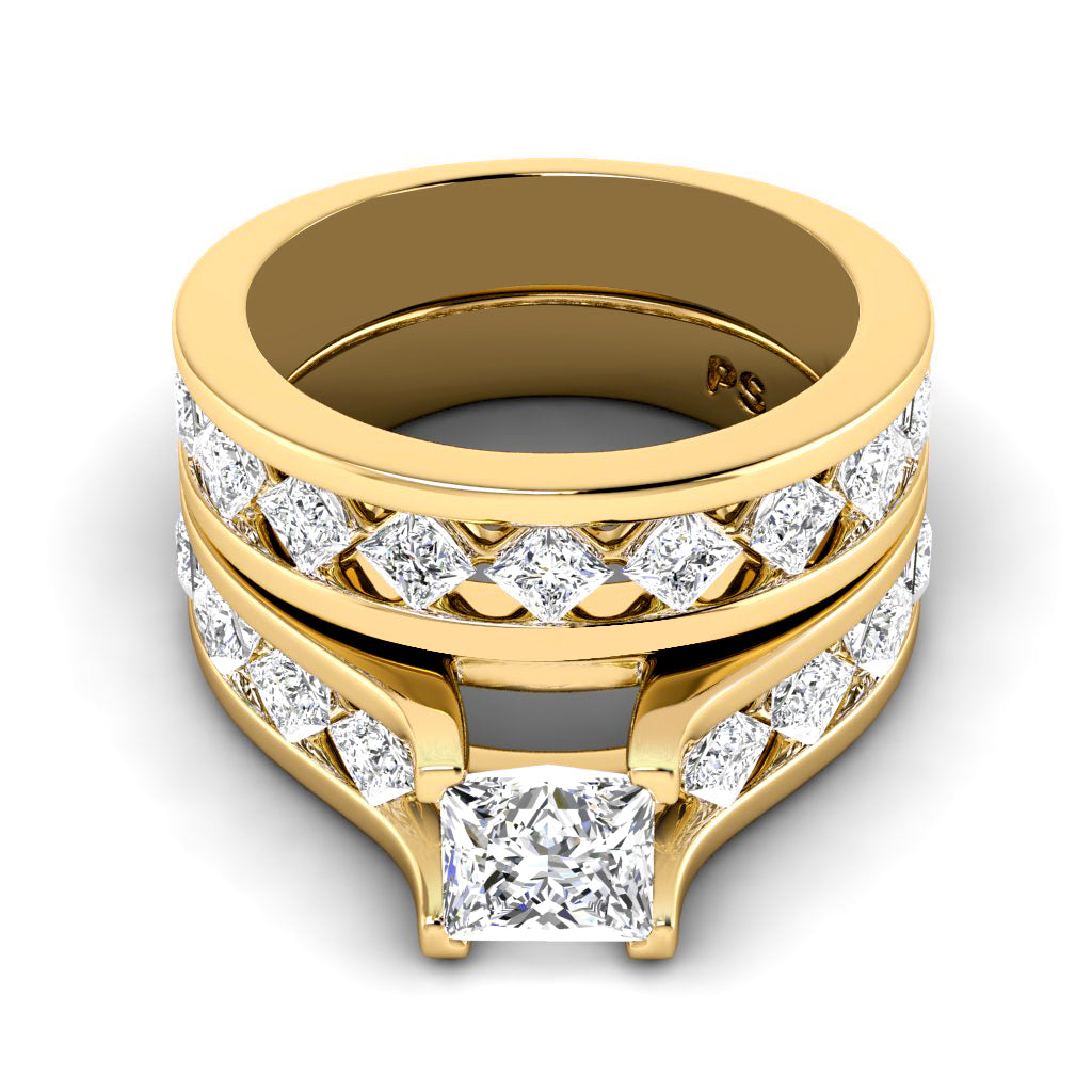 2.20-4.70 CT Princess Cut Lab Grown Diamonds - Bridal Set