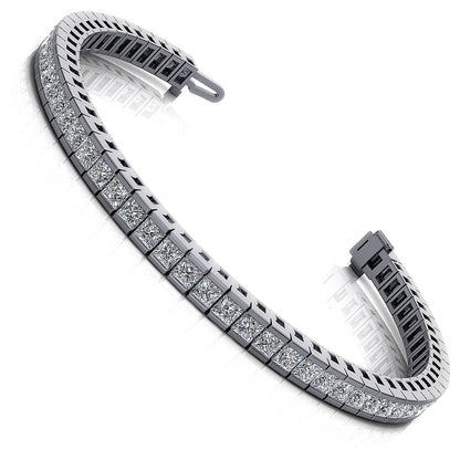 Certified 6.50CT Princess Cut Diamond Tennis Bracelet in Platinum