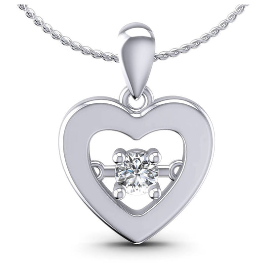 0.10 CT Round Cut Diamonds - Heart Pendant in Silver