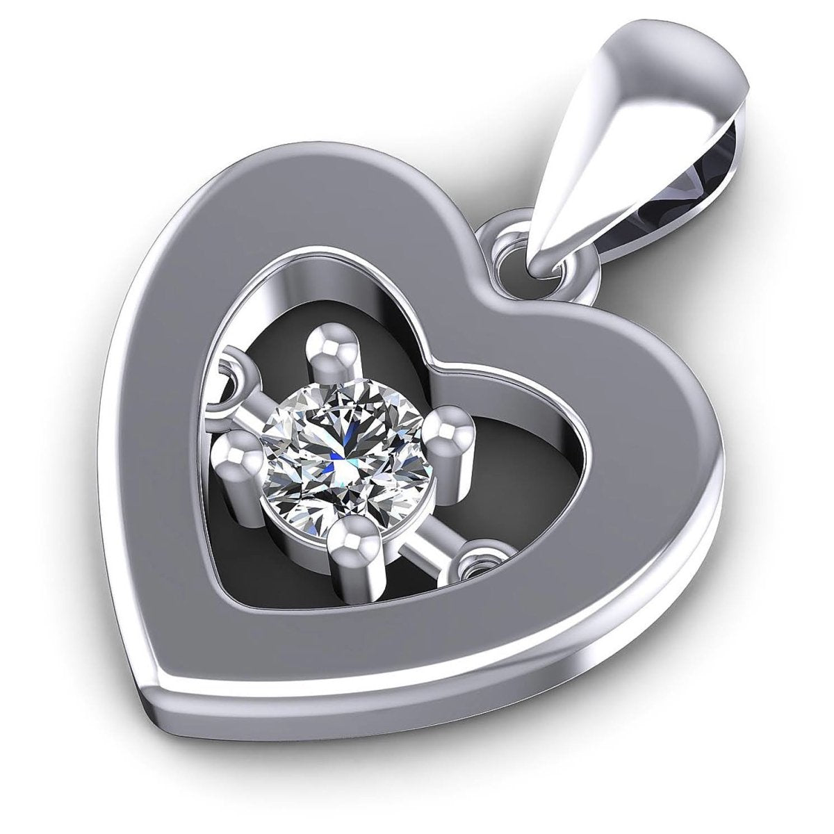 0.10 CT Round Cut Diamonds - Heart Pendant in Silver - Primestyle.com