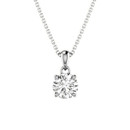 0.15 CT Round Cut Lab Grown Diamonds - Solitaire Pendant in Silver - Primestyle.com
